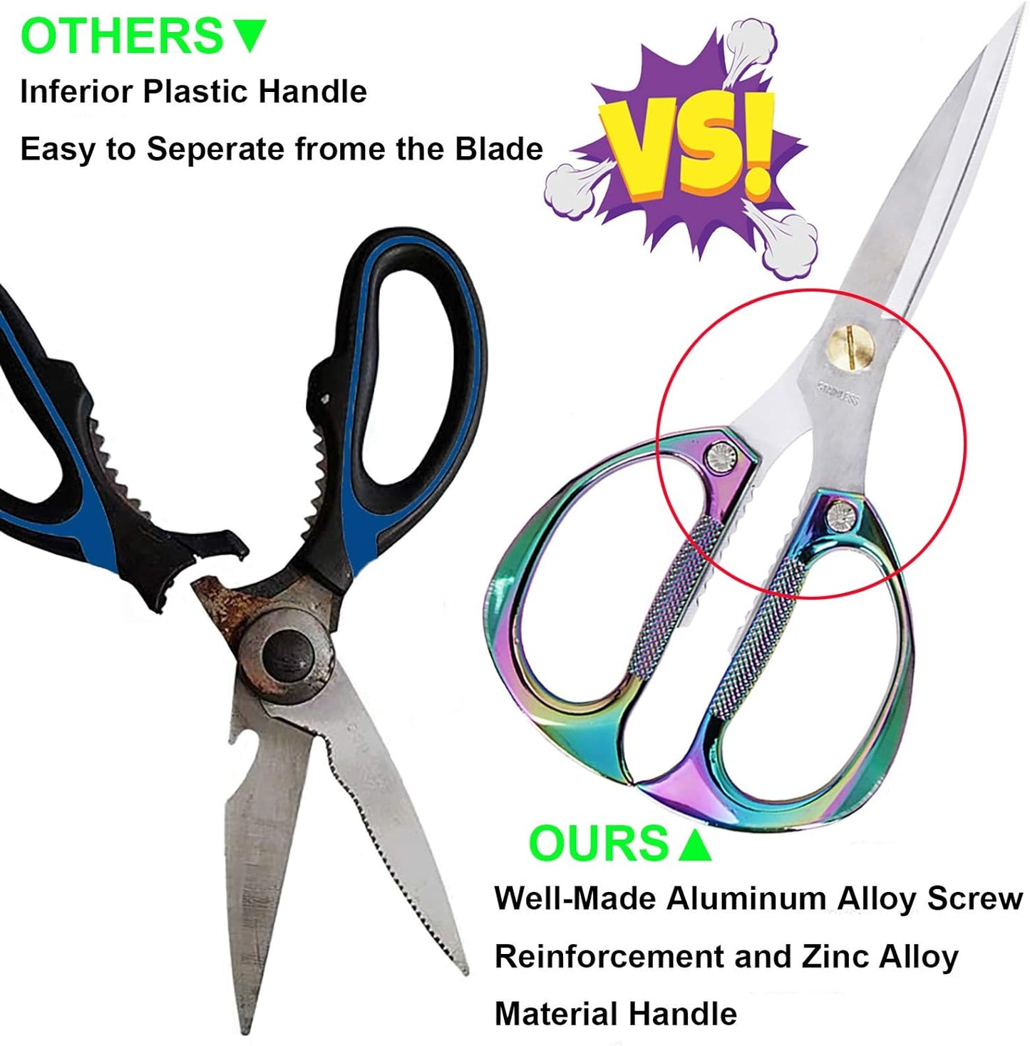 Kitchen Scissors All Purpose Heavy Duty Kitchen Shears for Food, Meat, Poultry, vegetable, Herbs| 7.5inches Utility Scissors for Cooking, Office, Fabric