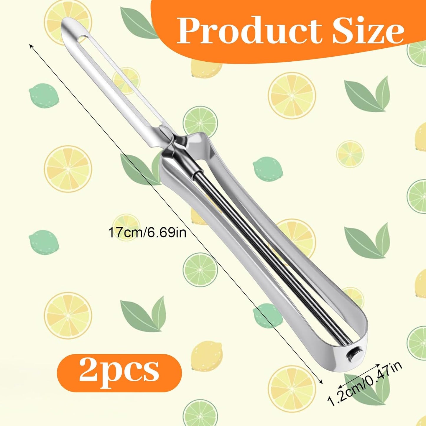 JIEYAO 2 Pack Stainless Steel Vegetable Peelers for Kitchen, Swivel Fruit Potato Peeler Ergonomic Rotary Peeler for Carrot Potato Fruit Dishwasher Safe Kitchen Tool