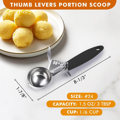 JUNADAEL J Portion Scoop, #20/2 OZ Ice Cream Scooper, Muffin Scoop, Disher, Yellow Handle, for Portion Control, Cookie Dough, Muffin, Cupcake Batter, Ice Cream, Mashed Potatoes