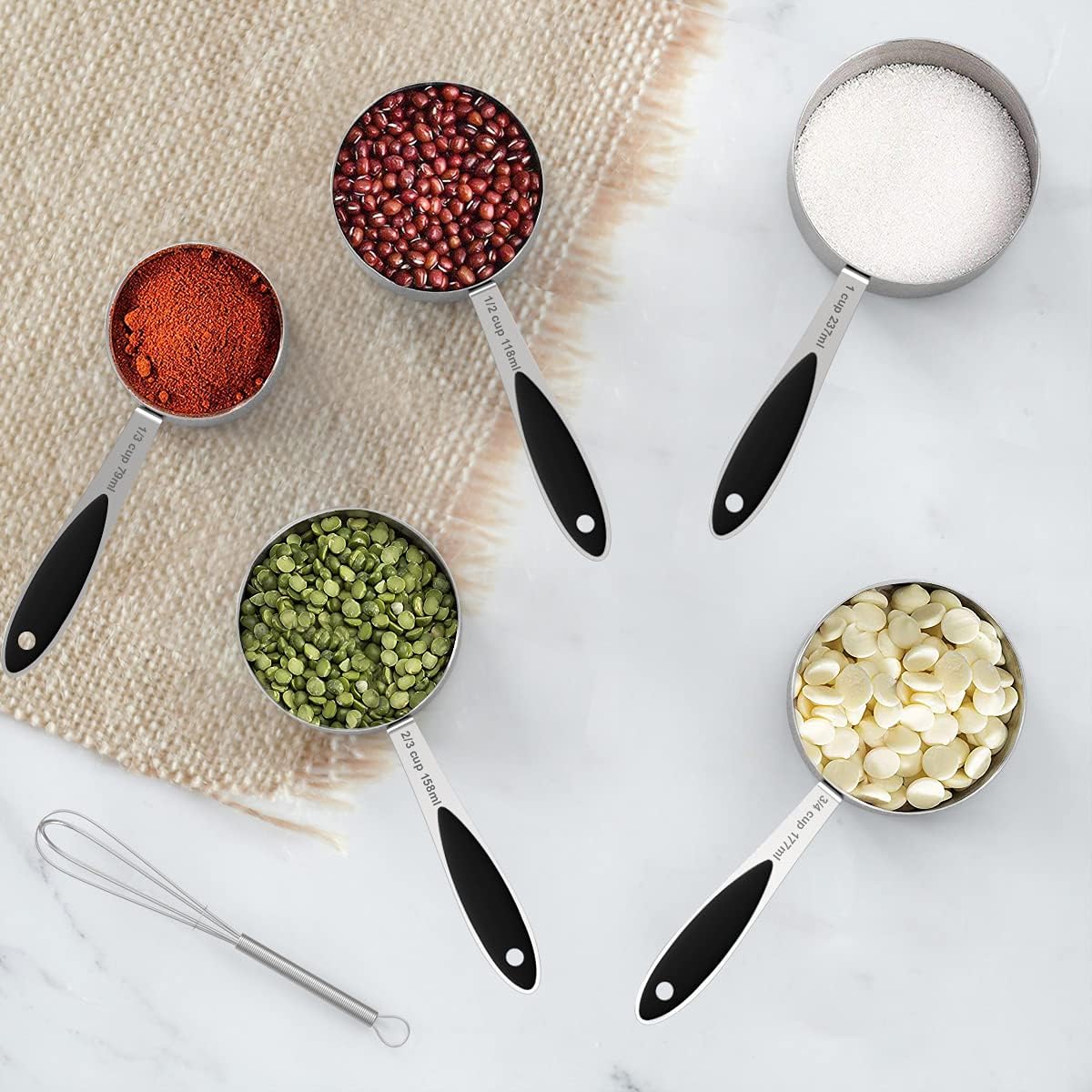 Measuring Cups and Measuring Spoons Set, Wildone Stainless Steel 8 Measuring Cups, 10 Measuring Spoons, 1 Leveler 1 Whisk & 5 Mini Spoons, for Dry and Liquid Ingredient - 25 Piece Multicolor