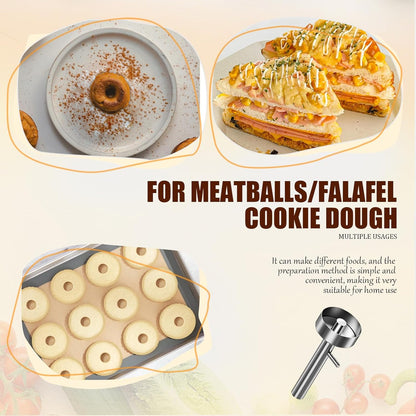 Stainless Steel Falafel Scoop Maker, Ring-Style Falafel Mold with Center Post, Meatball Press Tool for Uniform Veggie Patties and Small Kitchen Shaping ﻿