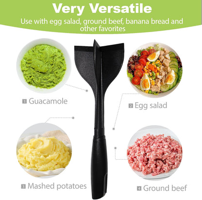 QPQ Good Grips Scoop And Avocado Masher Tool , Guacamole Masher- Slicing & Smashing, Ergonomic Non-Slip Handle, Perfect for Guacamole, Soft Fruits & Vegetables (Black)（Gift 3-in-1 Avocado Slicer）