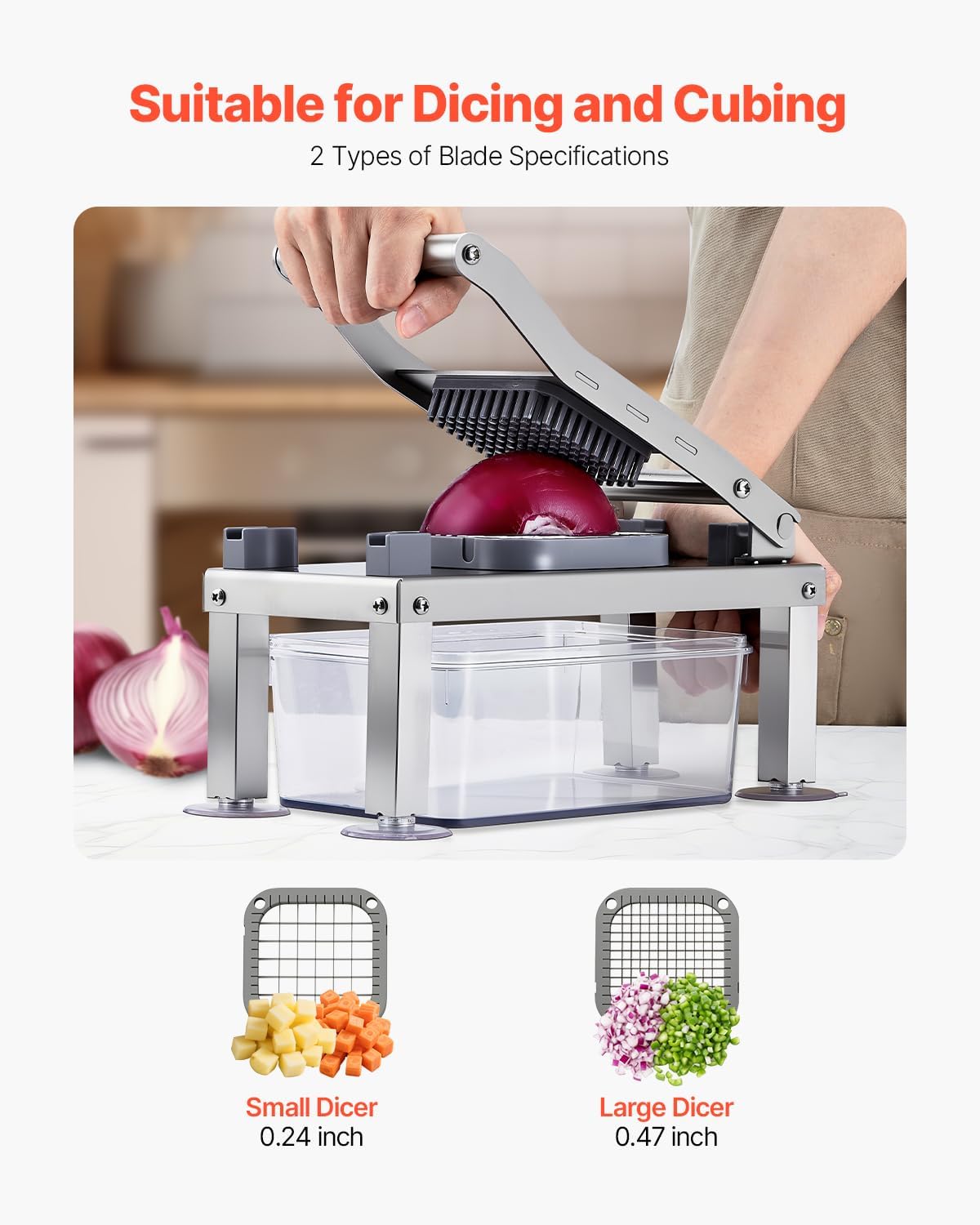 VEVOR Vegetable Chopper Mandoline Slicer, All-in-1 Food Veggie Cutter with 9 Stainless Steel Blades, Cheese Grater Onion Potato Dicer with Container,Salad Spiralizer Kitchen Gadgets&Essentials