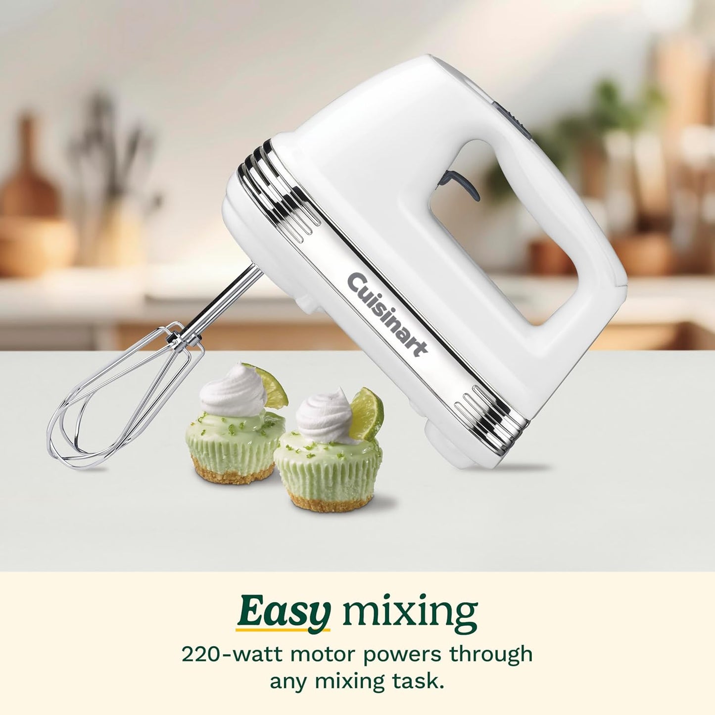Cuisinart Power Advantage Plus 9-Speed Hand Mixer, 220W Motor, Electric Mixer with Dishwasher-Safe Beaters, Storage Case, HM-90BCS, Brushed Chrome