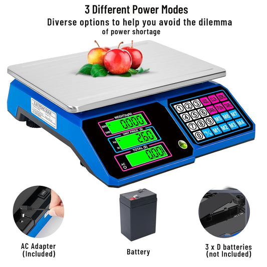 Large Digital Kitchen Scale 66lb/30kg, Commercial Food Scale 1g Accuracy with Price Computing for Baking, Cooking, Bread, Meat, Stainless Steel, Adapter Included