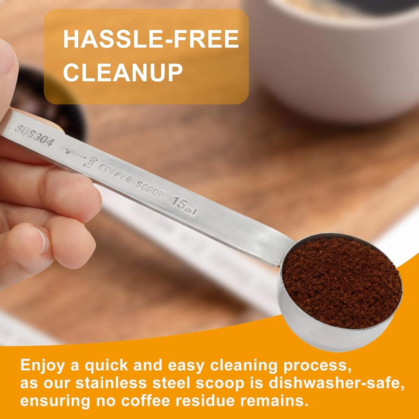 1PCS 9" Tablespoon Coffee Scoop,Long Handle Measuring Spoon Stainless Steel Scooper,One tbsp (15 ml) Spoon for Coffee Lovers/Home Baristas