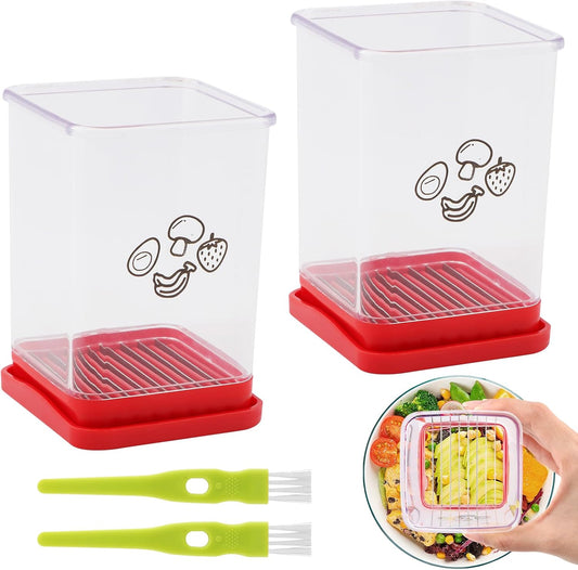 2Pcs Stainless Steel Cup Fruit Slicer – Egg, Strawberry & Banana Cutter with Detachable Push Plate Brushes | Vegetable Salad Prep Tool for Kitchen, Fast Effortless Slicing