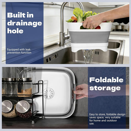 Collapsible Colander Set & Food Strainer for Kitchen, 4 in 1 Kitchen Gadget Strainer with Draining Tray for Pasta Noodle Fruit & Vegetable, 1 Pack