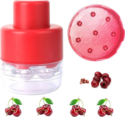 Cherry Pitter Tool - 8 in 1 Multiple Cherry Seed Remover, Cherry Picker Tool with 8 Individual Holes, Red ABS Material Cherry Pitter
