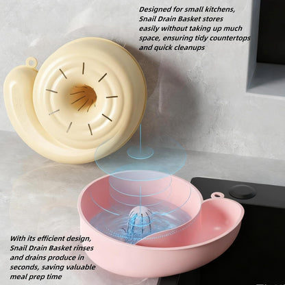 CRIVERY Snail-Shaped Fruit Washer, Automatic Vegetable and Fruit Washer, Multipurpose Rinse Drain Basket, Spinner Bowls, Beige, Plastic, Modern, Sink-Strainers