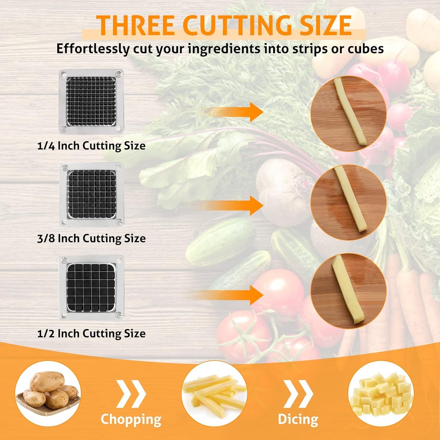 WICHEMI Replacement Chopper Blade 1/2" Blade Commercial Vegetable Chopper Stainless Steel Onion Chopper Dicer Blades and Pusher Block for Tomato Dicer French Fry Cutter