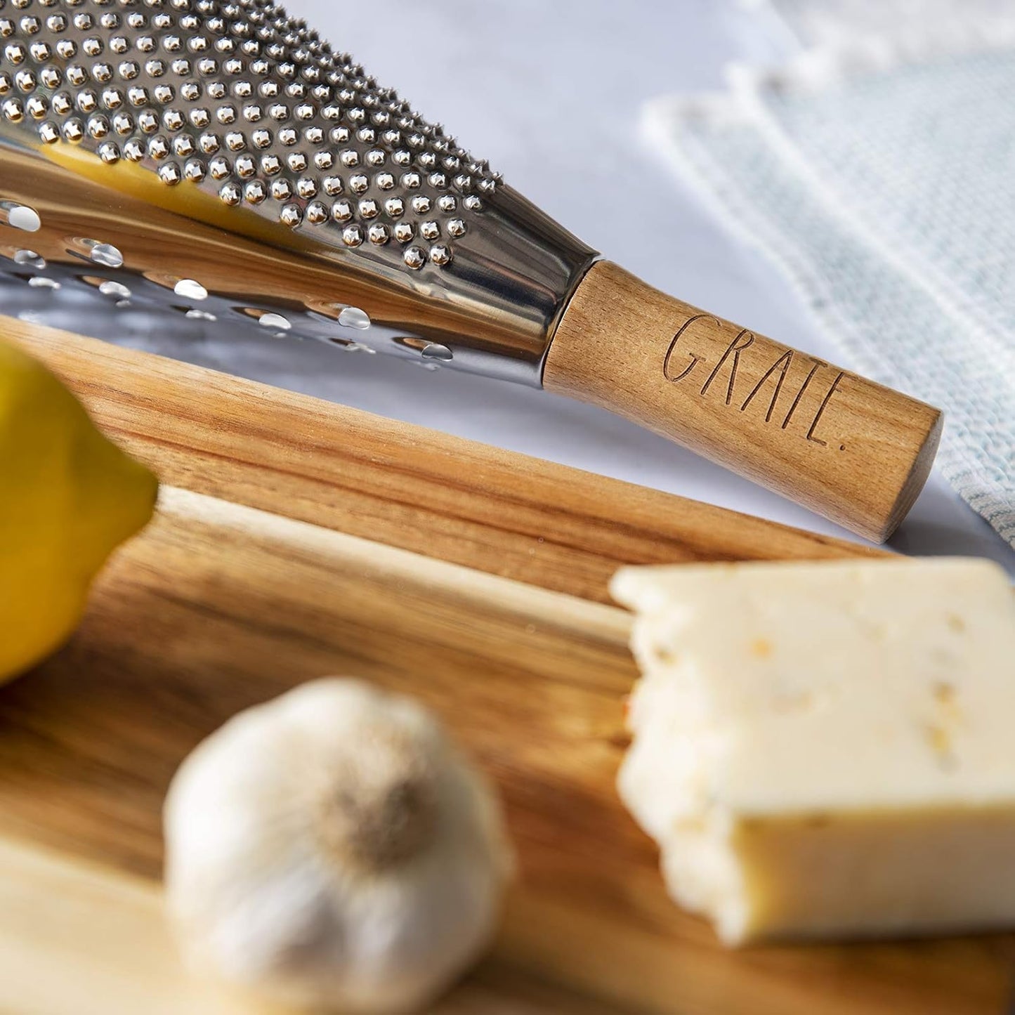 Rae Dunn Everyday Collection Multifunction Grater- Stainless Steel Grater and Zester for Cheese, Spices, Vegetables, Cream