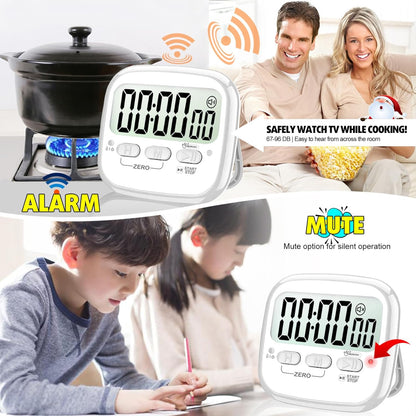 AyayaBoss 2-Pack Magnetic Kitchen Timers for Cooking, Digital Stop Watch Countdown Timer for Kids, Teachers, Classroom, Office, Exercise - Battery Included