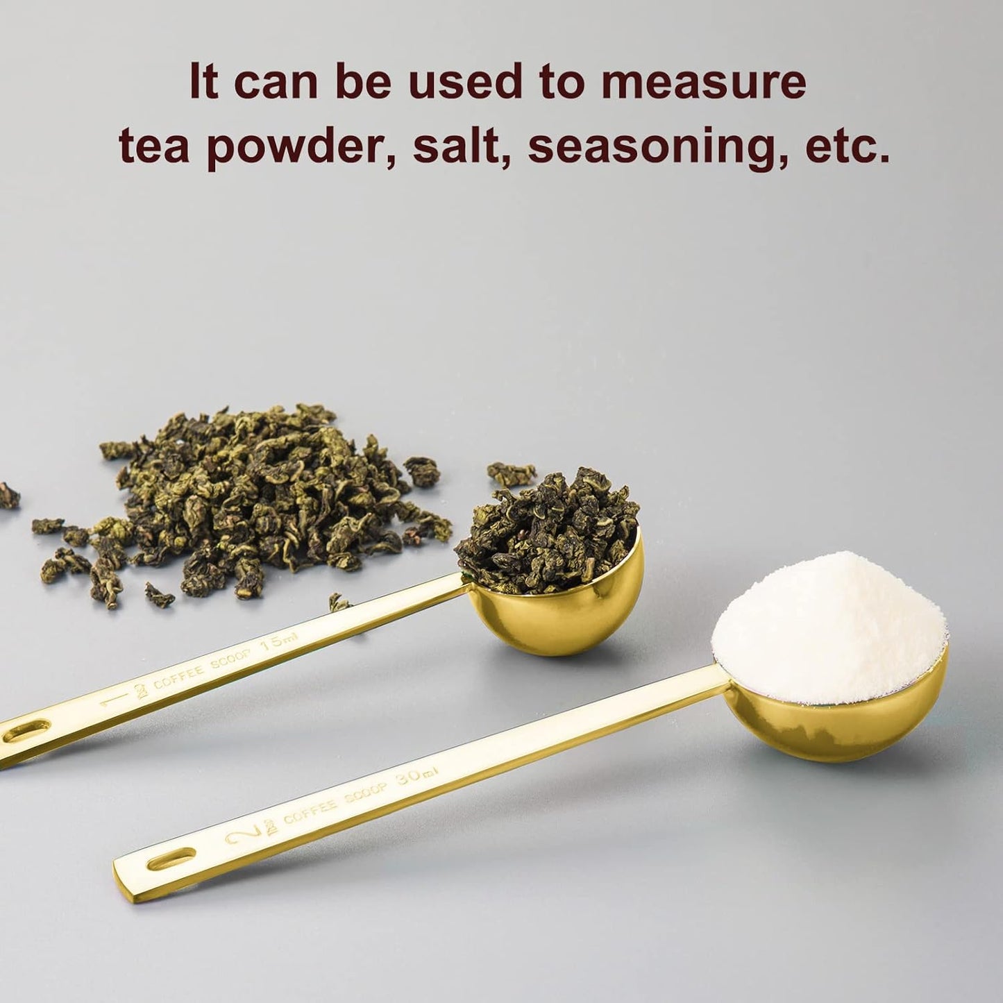 Safring Coffee Scoop Set, Tablespoon Scoop 2 Pc Set (1 Tbsp & 2 Tbsp), Stainless Steel Measuring Spoons for Ground Coffee with Short Handles, for Tea, Sugar, or Flour