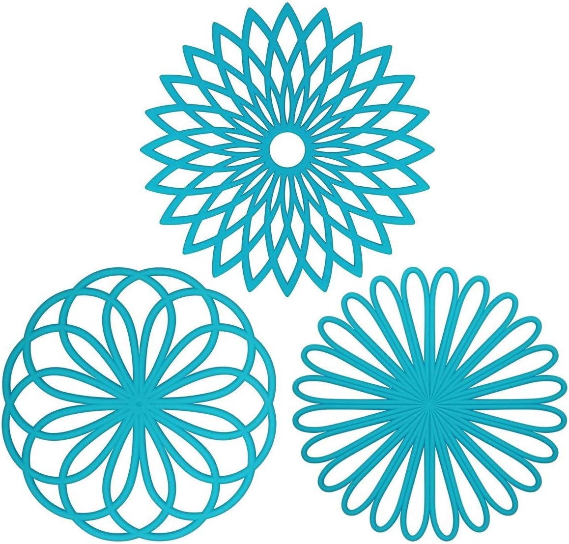 ME.FAN Silicone Trivet Mat - Kitchen Hot Pads for Pots & Dish - Insulated Teapot Trivet - Flexible, Durable, Non-Slip Large Coasters 3 Set Black