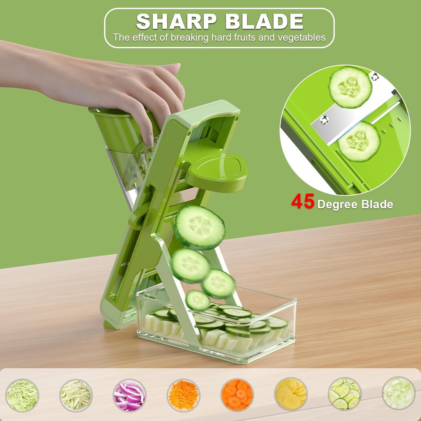 Mandoline Slicer for Kitchen - Vegetable Food Chopper, Cucumber Slicer, Detachable Easy to Clean Kitchen Chopping Artifact (White Blue)