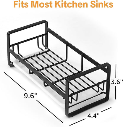 HULISEN Kitchen Sink Sponge Holder, 304 Stainless Steel Kitchen Soap Dispenser Caddy Organizer, Countertop Soap Dish Rack Drainer with Removable Drain Tray, not Including Dispenser and Brush