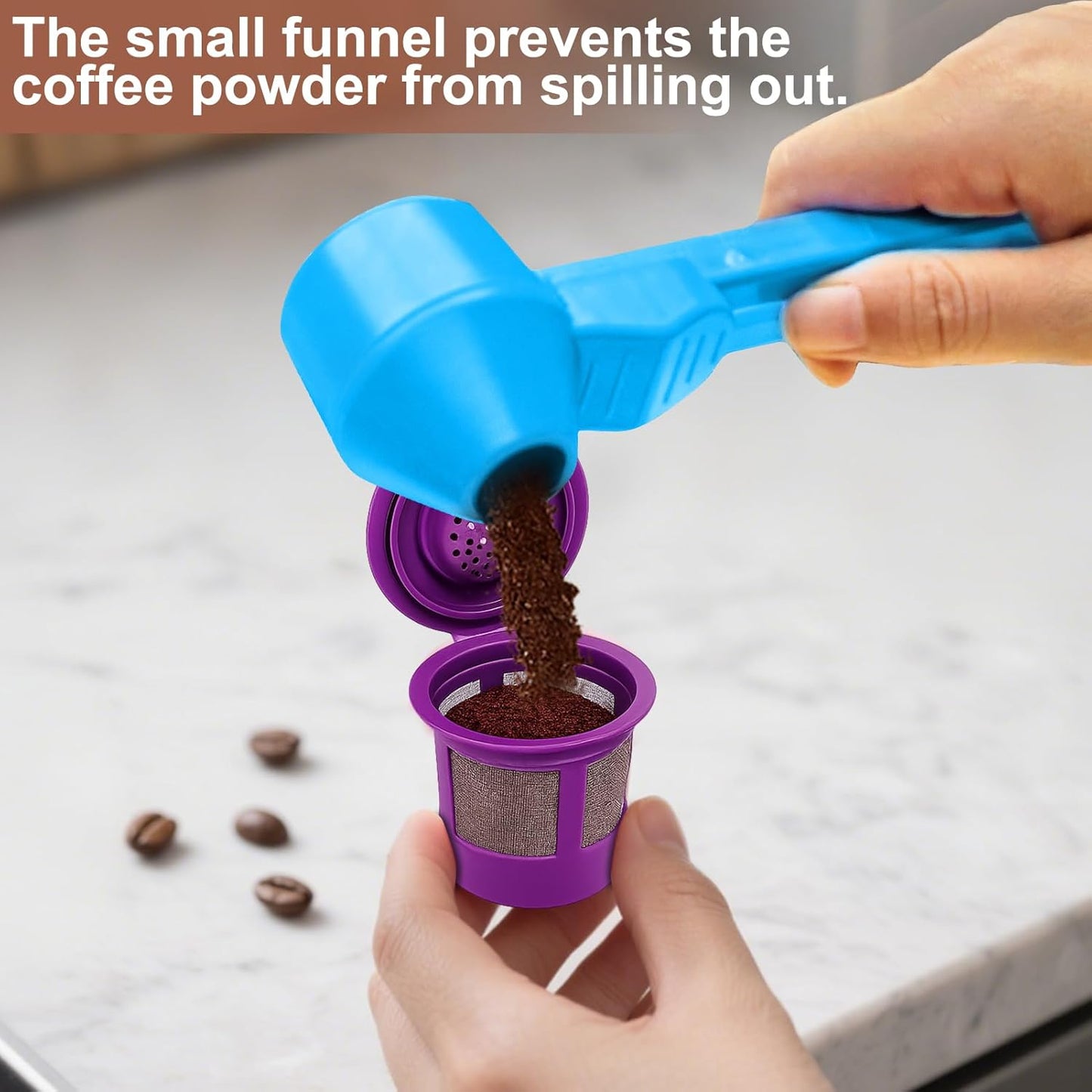 Palksky Coffee Scoop & Funnel for Reusable K Cup Refillable Coffee Pods, 2 Tablespoon Slide Coffee Measuring Funnel Scooper,1PCS