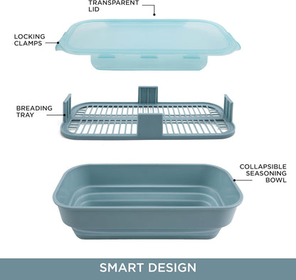 COOK WITH COLOR Collapsible Batter Bowl - Mess Free Breading Shaker Container - Great for Fried Fish, Fried Chicken, Onion Rings, Wings & More, Gray
