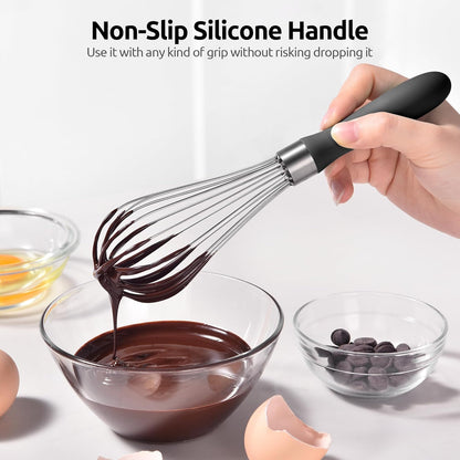 U-Taste 7" Mini Whisk for Cooking: 18/8 Stainless Steel Small Metal Kitchen Wisk, Tiny Hand Mixing Tool for Coffee, Egg, Sauce, 6-Wires Compact Head for Baking, Beating in Bowl, Mug, Jar (Set of 2)