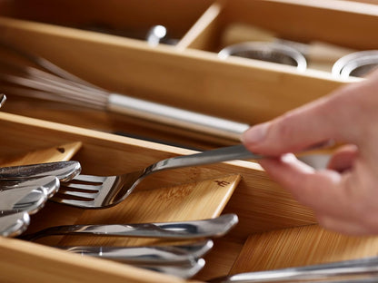 Joseph Joseph DrawerStore Compact Utensil Organizer For Kitchen Drawer Silverware, Flatware Tray, Small, Bamboo