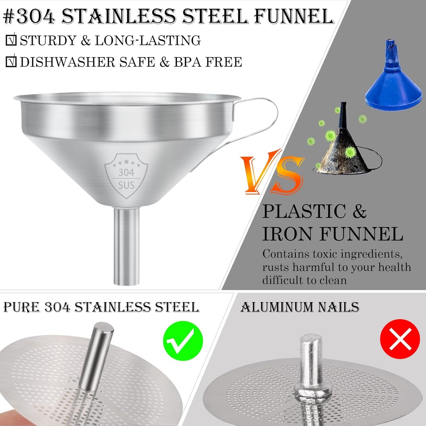 4 Pack Food-Grade Plastic Strainers, Filter Juice for Soybean Milk, Tea, Coffee, Honey Juices Wine and Liquid Transfer
