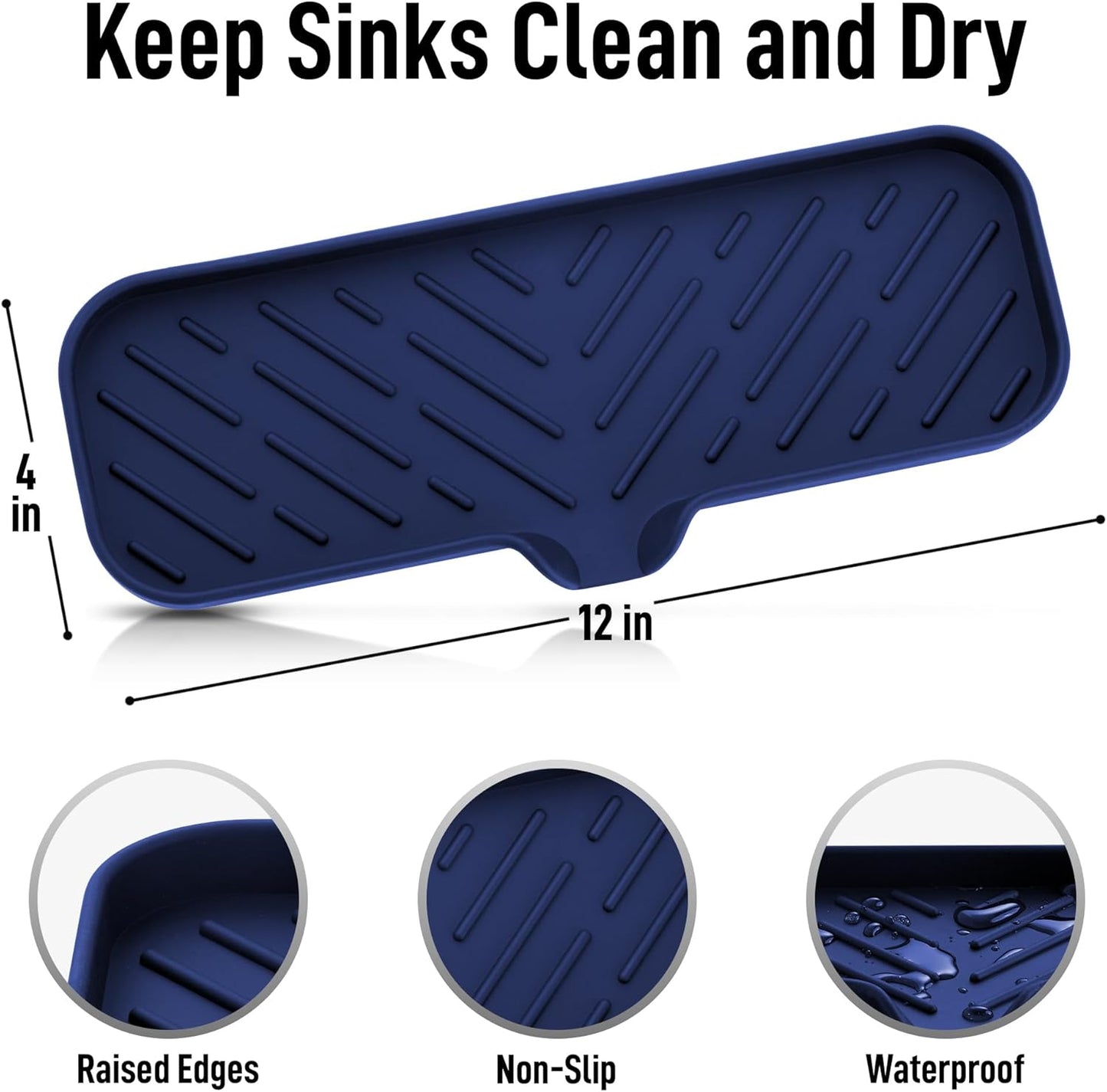 Zulay Kitchen (9x3.5in Sponge Holder for Kitchen Sink - Flexible Heavy-duty Multipurpose Sink Caddy - Counter Organizer for Kitchen, Bathroom, Makeup, Trinkets & More! (Grey)