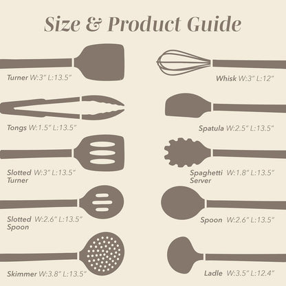 COOK WITH COLOR Silicone Cooking Utensils, Kitchen Utensil Set, Easy to Clean Silicone Kitchen Utensils, Cooking Utensils for Nonstick Cookware, Kitchen Gadgets Set, 10 Pieces, Green