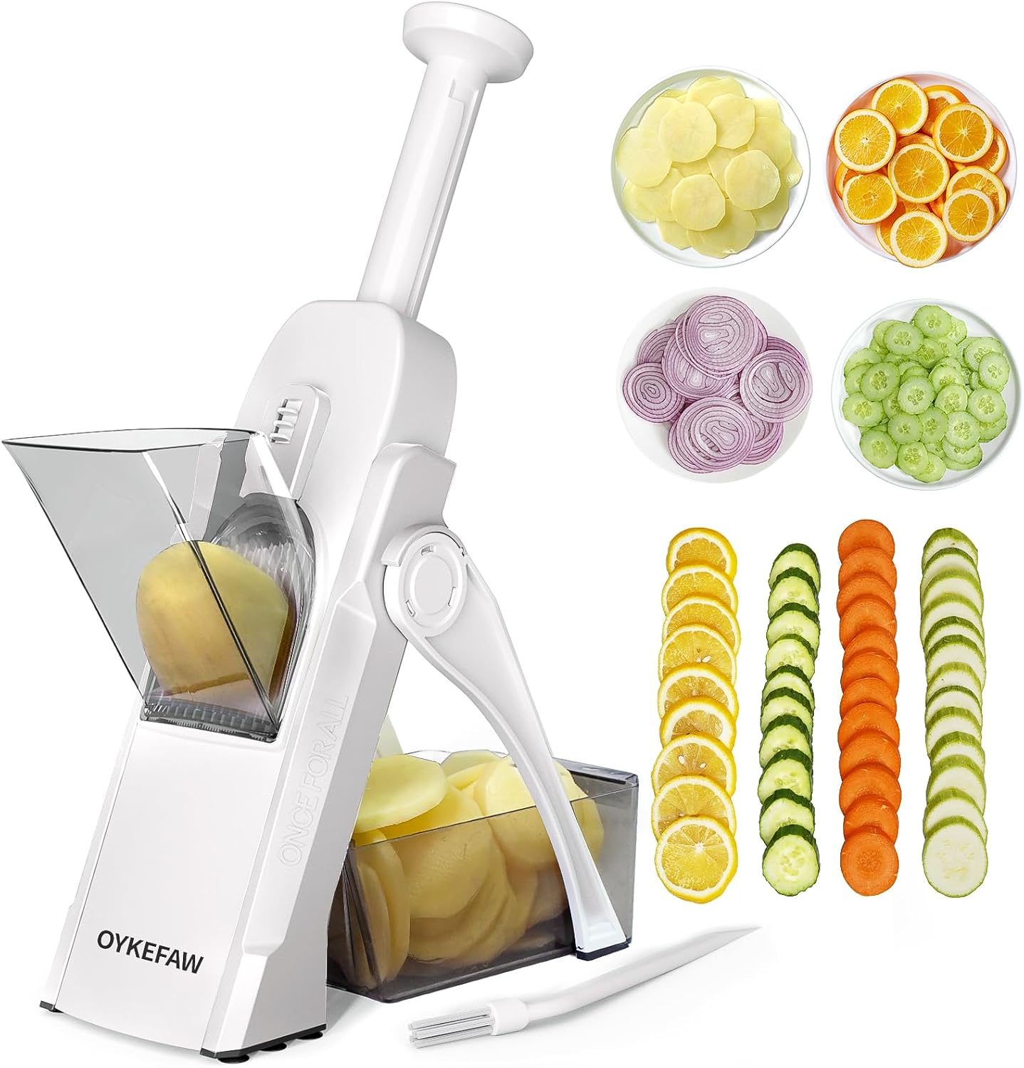 Mandoline Slicer for Kitchen, 6 in 1 Vegetable slicer, Potato Slicer with Thickness Adjuster,Faster Kitchen Slicer for Meal Prep (just Slice, With Peeler/Cleaning Brush, Mandolin)