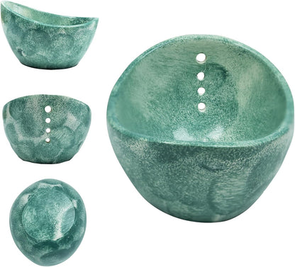 Earthenware Herb Stripping Bowl 2Pack, Pottery Herb Stripper Bowl Handmade, New Earthenware Kitchen Tools Supplies, Multiple Size Holes for Stripping Herbs, Rosemary, Thyme(3.94"x3.35"x2.28")