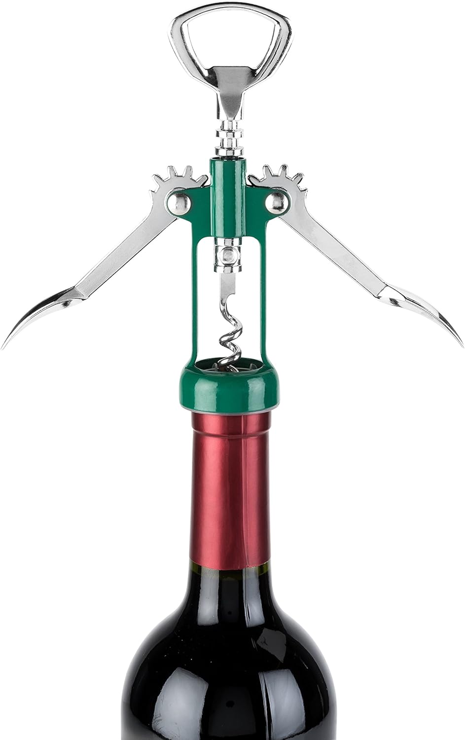 True Soar Winged Corkscrew Wine Opener, Multi-Purpose Bottle Opener for Beer and Soda, Stainless Steel with Chrome Finish, Easy to Remove Cork for Bartenders, Home Bar, Kitchen, Set of 1, Blue