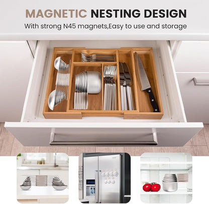 Magnetic Measuring Cups and Spoons Set-Heavy Duty 304 Stainless Steel，Double Measurement Markings，Set of 16 with Leveler for Measure Dry and Liquid Ingredients (Black)
