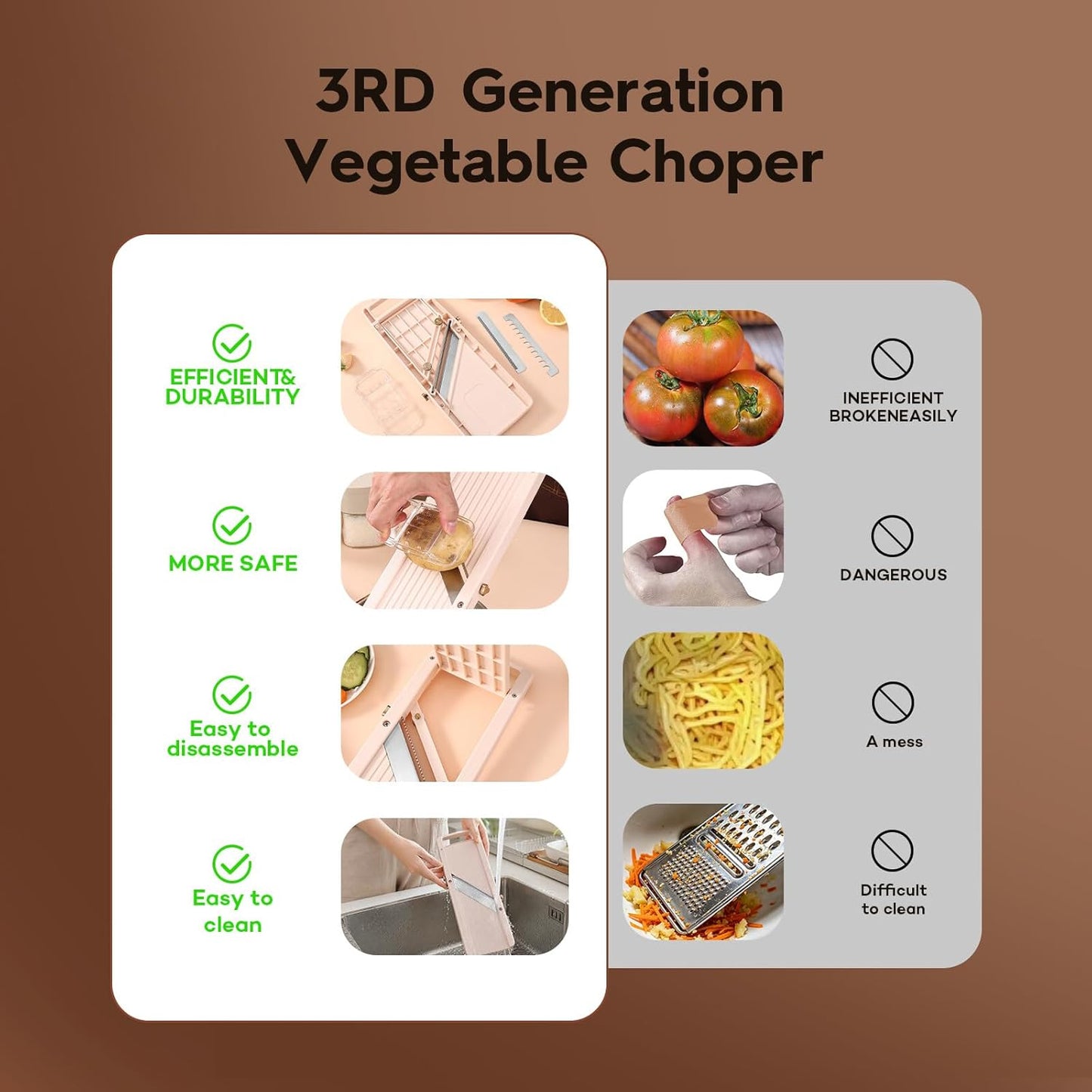 Japanese Mandoline Slicer Professional Vegetable Cutter for Kitchen with Interchangeable 4 Stainless Steel Blades, Beige