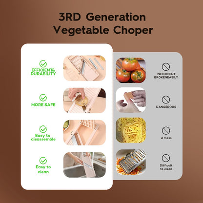 Japanese Mandoline Slicer Professional Vegetable Cutter for Kitchen with Interchangeable 4 Stainless Steel Blades, Beige