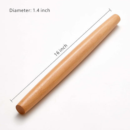 French Rolling Pin for Dough - Fulimax 16" Classic Wood Rolling Pins for Baking, Dough Roller for Fondant Pizza Pie Crust Cookie Pastry Pasta, Kitchen Baking Supplies, Beech Wood