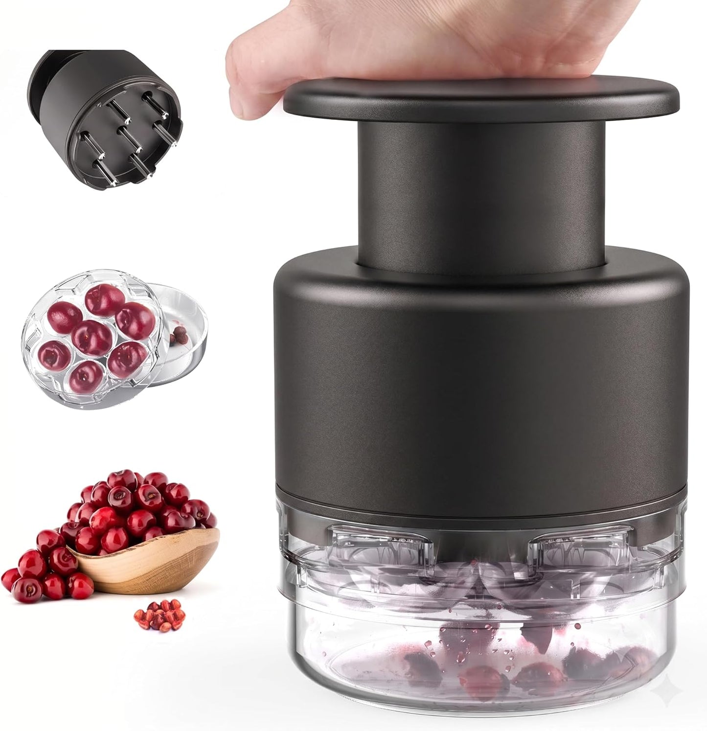 Cherry Pitter Multi 7-IN-1 Stainless Steel Cherry Pitter Tool Cherries Corer Making Cherry Jam (Red)