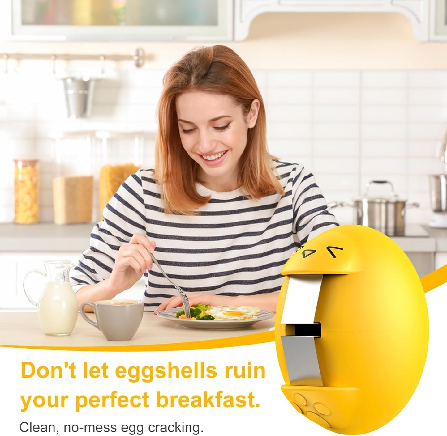 Egg Cracker, Silicone Egg Shell Opener, Cute Egg Shaped Design, Opens Eggs with Ease, A Little Happiness Boost for Your Kitchen. (Color: Red, 1-Pack)
