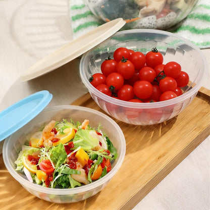 Plastic Mixing Bowls with Lids Set, Multicolor Salad Bowl Set, 7 Pieces Nesting Storage Bowls