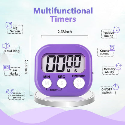 4 Pack Digital Kitchen Timer Magnetic Digital Timer with Big Display Loud Ring Cooking Timers for Cooking, Game, Gym, Break Time, Classroom(4, Pink, Green, Orange, White)