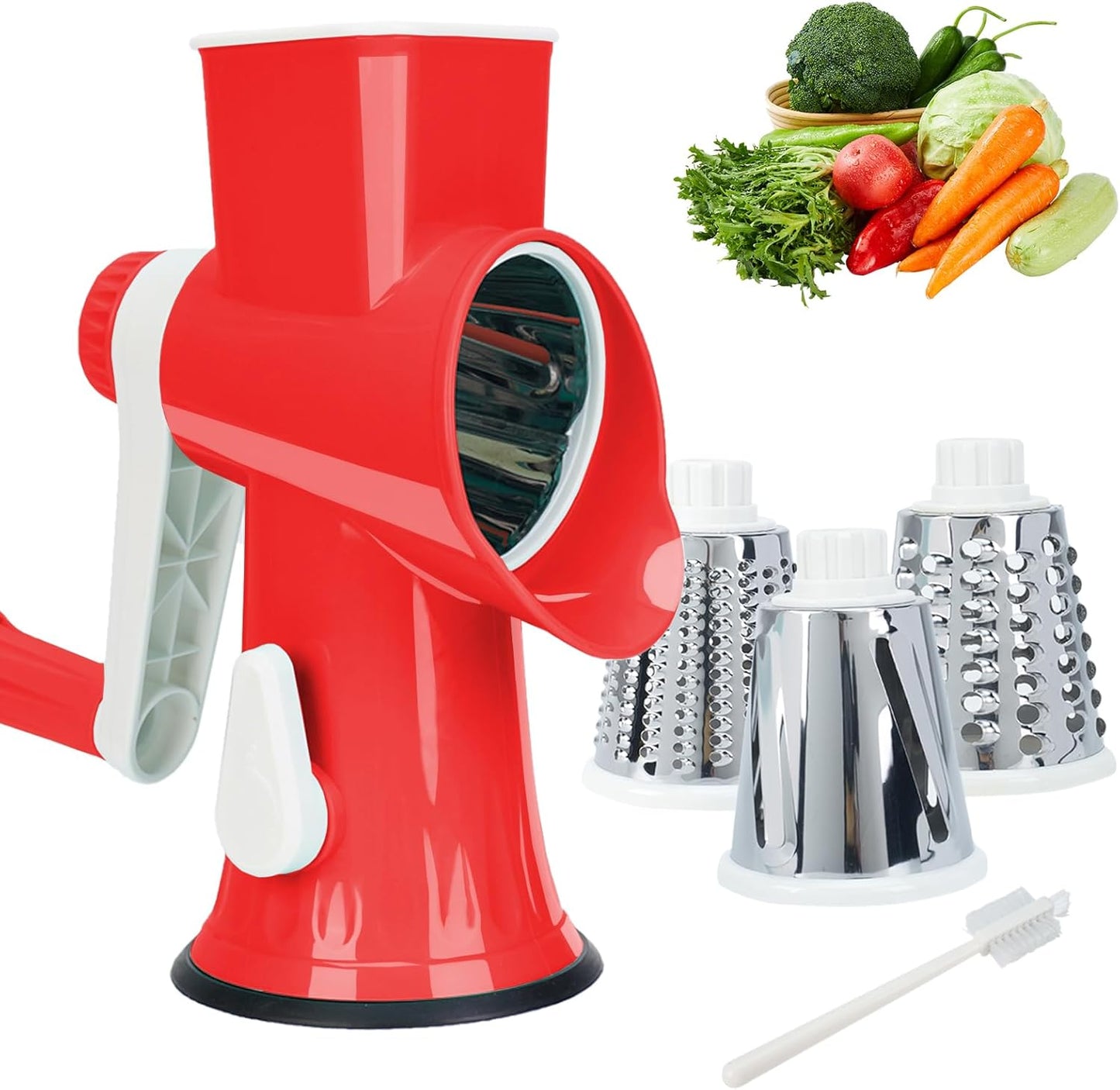 Rotary Cheese Grater with Handle-Versatile Cheese Grater Non-Slip Suction Base,Cheese Shredder & Food Slicer for Cheese,Carrots, Cucumbers,Nuts-Compact & Easy Clean Kitchen Kitchen Tool (blue)
