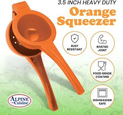 Alpine Cuisine Orange Squeezer with hook - Handheld Aluminum Citrus Juicer, Manual Citrus Juicer press, Orange & Lemon Press - Kitchen Tools and Gadgets for Making Fresh Juice - 9.1 x 3.5 Inches
