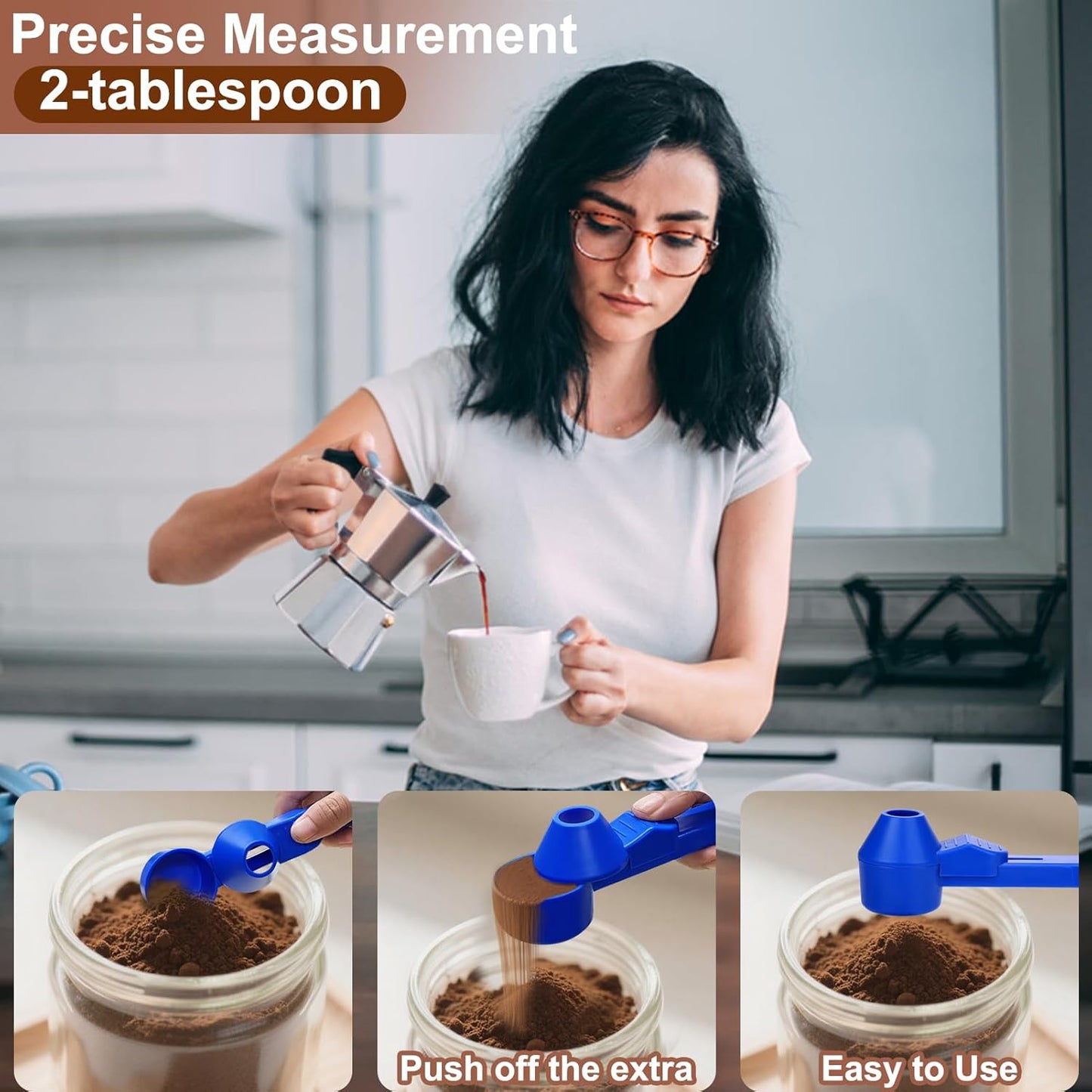 Palksky Coffee Scoop & Funnel for Reusable K Cup Refillable Coffee Pods, 2 Tablespoon Slide Coffee Measuring Funnel Scooper,1PCS