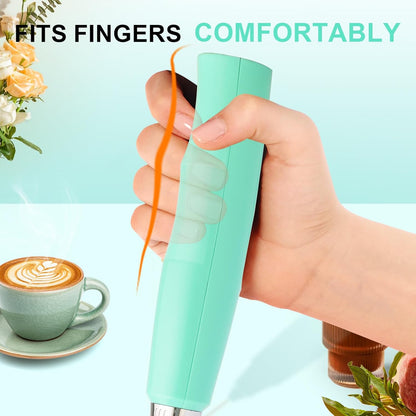 YUSWKO Black Handheld Milk Frother Wand for Coffee, Rechargeable Electric Whisk with 3 Heads 3 Speeds Drink Mixer Coffee Frother For Latte, Cappuccino, Hot Chocolate, Egg
