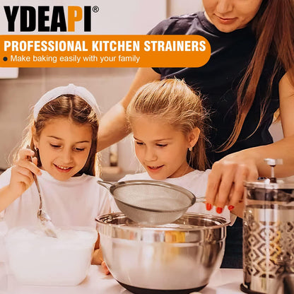 Ydeapi 8.6" Large Fine Mesh Strainer with Handle, Metal Food Strainers for Kitchen, Sieve Fine Mesh Stainless Steel for Rice, Quinoa, Pasta, Noodles