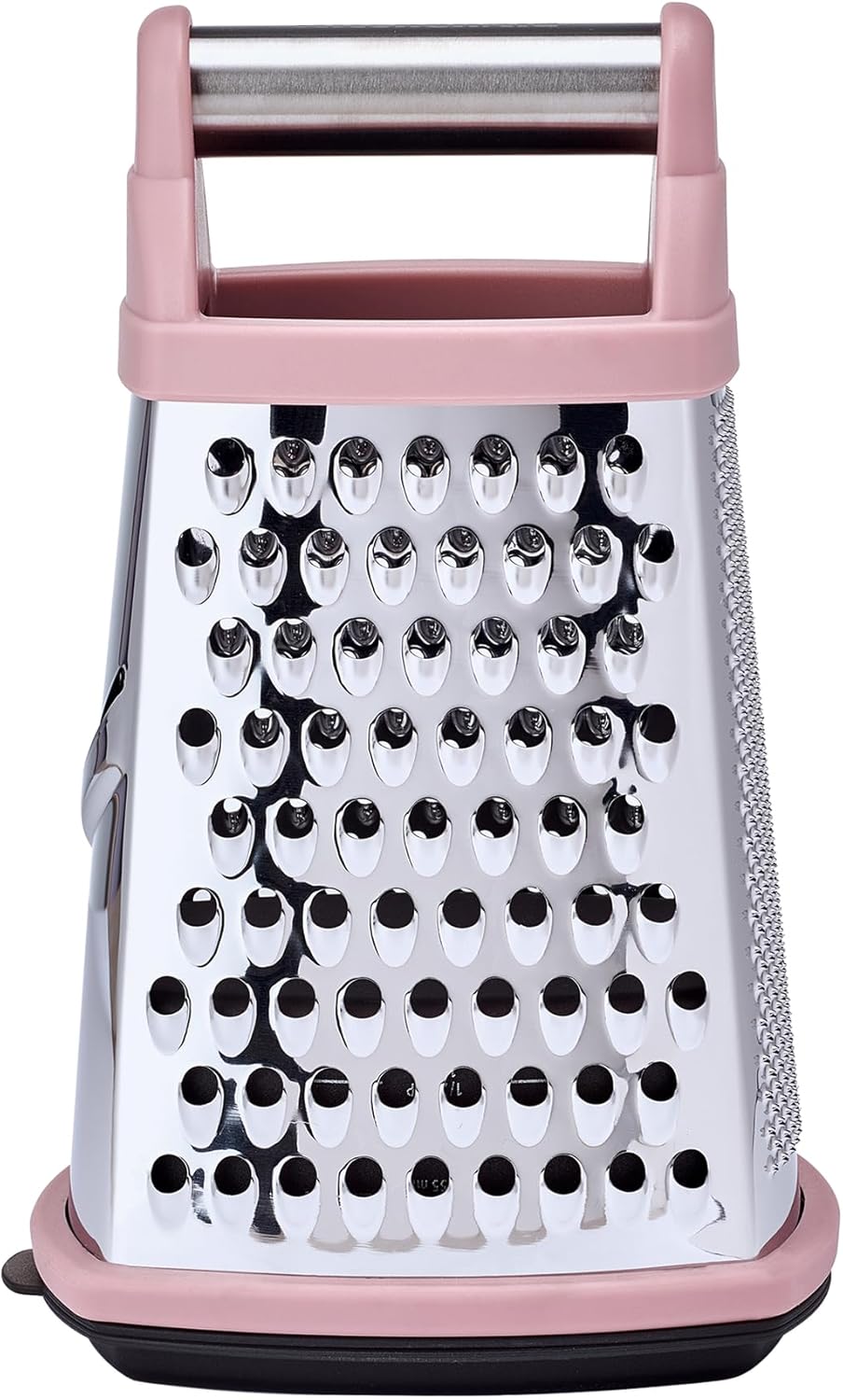 KitchenAid Gourmet 4-Sided Stainless Steel Box Grater for Fine, Medium and Coarse Grate, and Slicing, Detachable 3 Cup Storage Container and Measurment Markings, Dishwasher Safe, 10 inches tall, Black