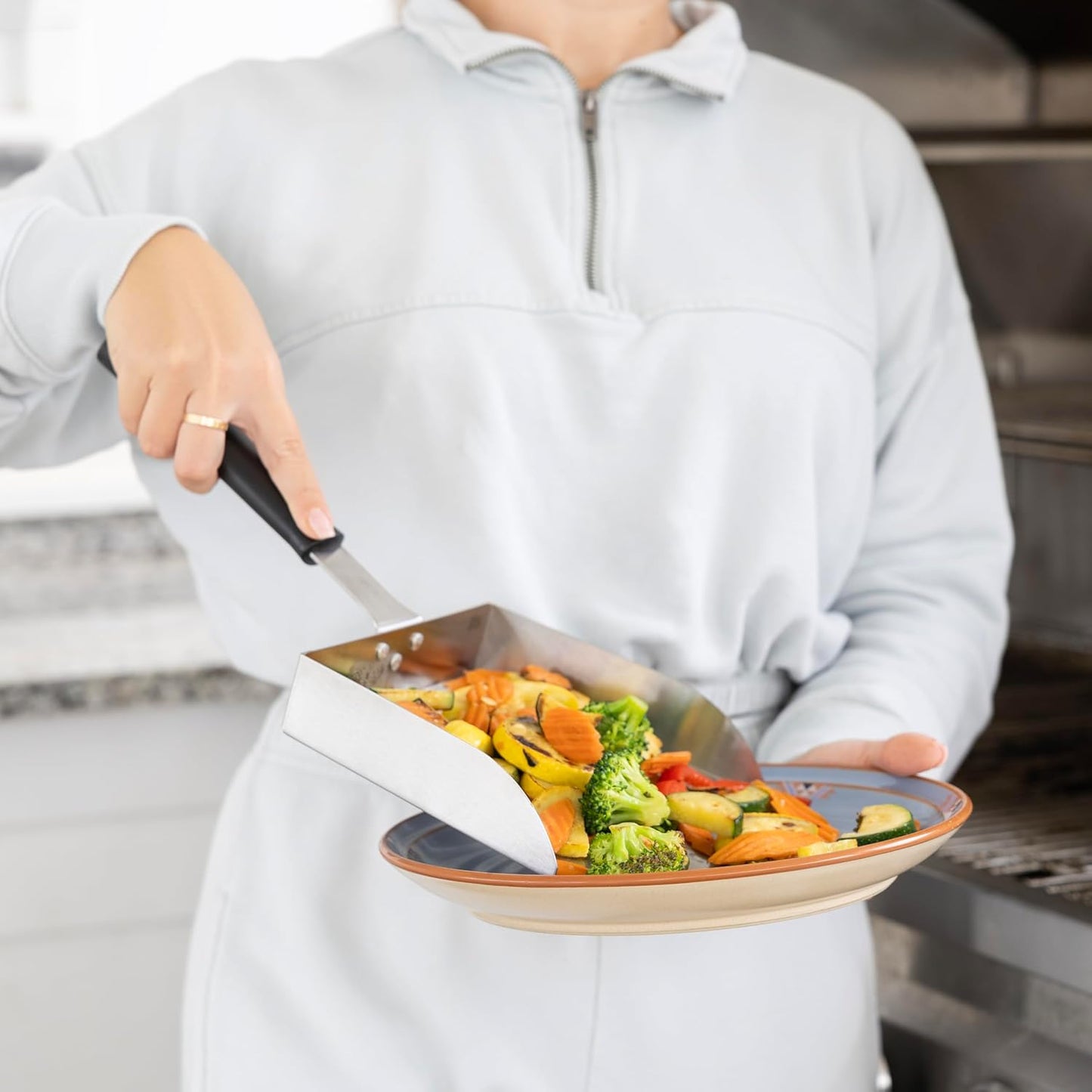 Outset Griddle Scraper and Cleaner, Stainless Steel Griddle Cleaner