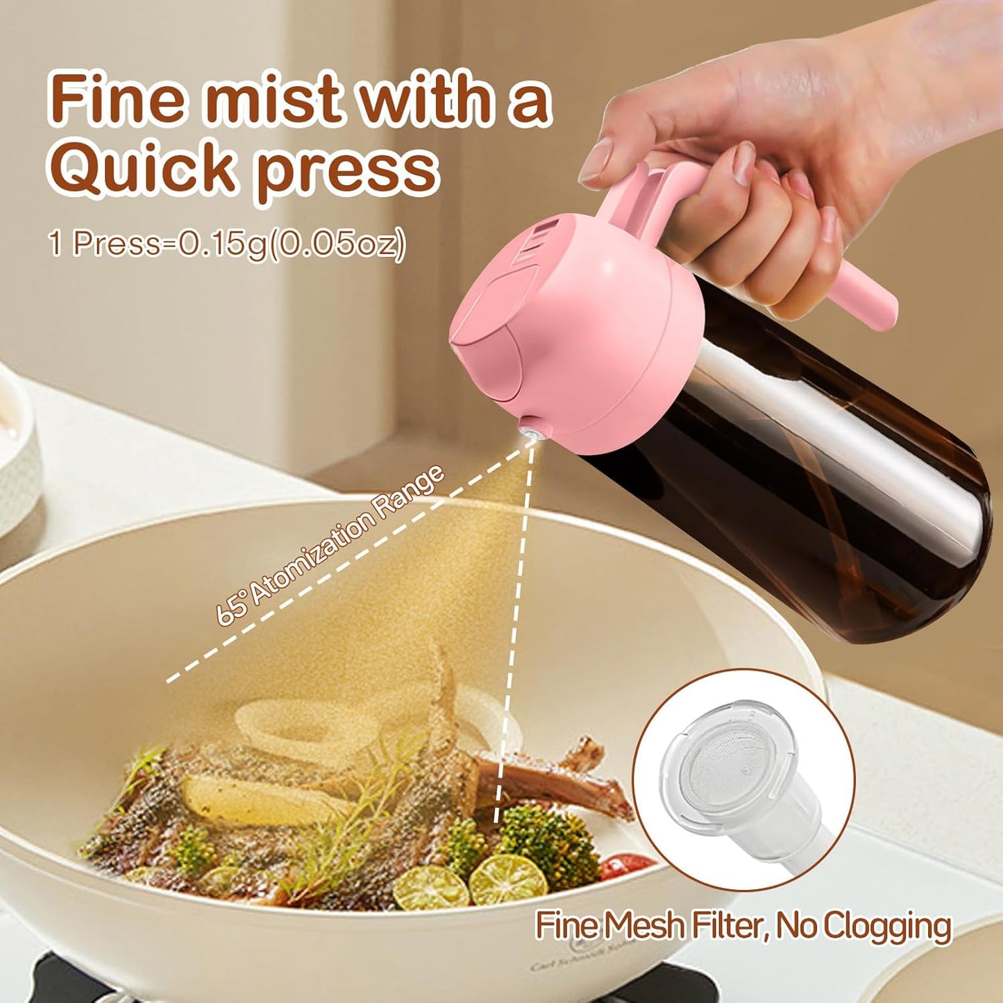 YARRAMATE 2Pcs 16oz/470ml Dark Brown Oil Sprayer for Cooking with Stickers, Food-grade Premium 2 in 1 Olive Oil Dispenser Bottle for Kitchen Gadgets, Air Fryer, Salad, Frying, BBQ (Black&OliveGreen)