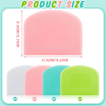 Thyle 20 Pcs Plastic Dough Scraper Set Bowl Multipurpose Dough Cutter Flexible Scraper Spatula for Kitchen Baking Tool Cake Bread Pizza Food Pastry Icing Fondant, White, Pink, Green and Blue