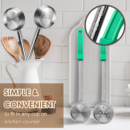 4 Ounce Solid Stainless Steel Portion Control Ladle Spoon - 4Pcs Pizza Sauce Serving Spoons Portion Ladle for Sauces, Perfect for Weight Watchers, Buffets, Parties