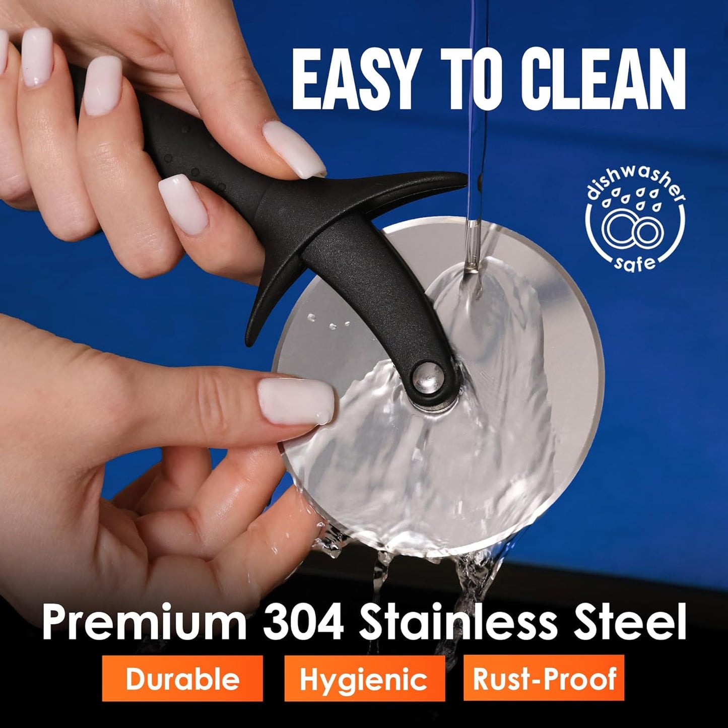 KitchenStar 14-Inch Pizza Cutter Rocker Blade - Sharp Stainless Steel Slicer Knife, Protective Cover, Dishwasher Safe, Large - Professional Pizza Oven Accessories
